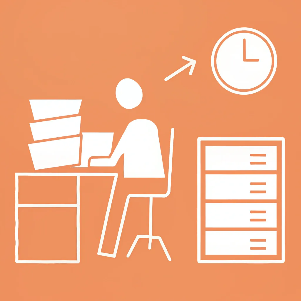 Abstract illustration showing transformation from manual work to automated reports and saved time