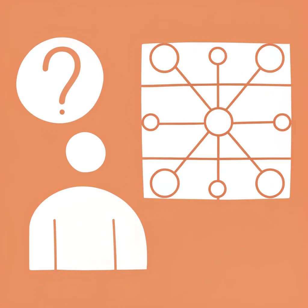 Abstract illustration showing question being instantly answered through connected knowledge network
